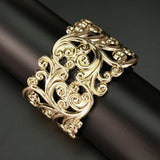 Punk Metal Hollow Flower Cuff Bangle For Women