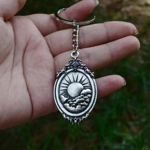 Punk Metal Sun Moon Mountain Keychain