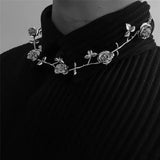 Punk Metal Rose Flower Choker Necklace