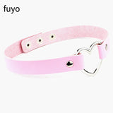 Punk Metal Tassel Pendant Pink PU Leather Choker Collar