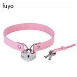 Punk Metal Tassel Pendant Pink PU Leather Choker Collar
