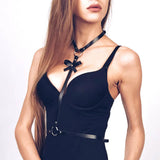 Punk Metal Tassel Pendant Red Choker Collar