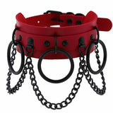 Punk Metal Tassel Pendant Red Choker Collar