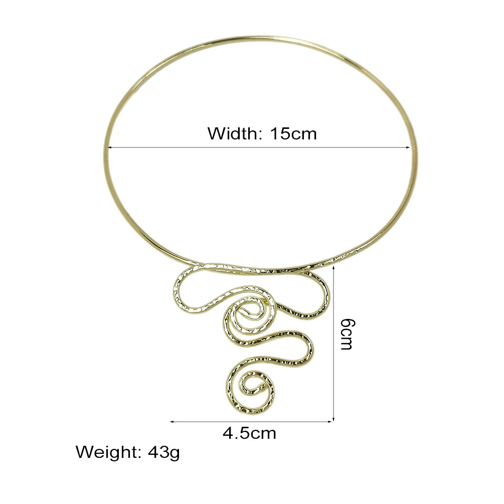 Snake Shape Punk Metal Torques Choker Necklace