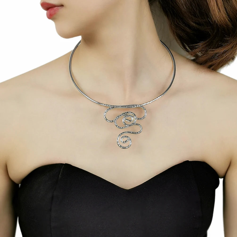 Snake Shape Punk Metal Torques Choker Necklace