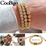 Punk Crown Charm Bracelet Micro Pave Zircon Men Women Bangle Couple Adjustable