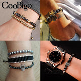 Punk Crown Charm Bracelet Micro Pave Zircon Men Women Bangle Couple Adjustable