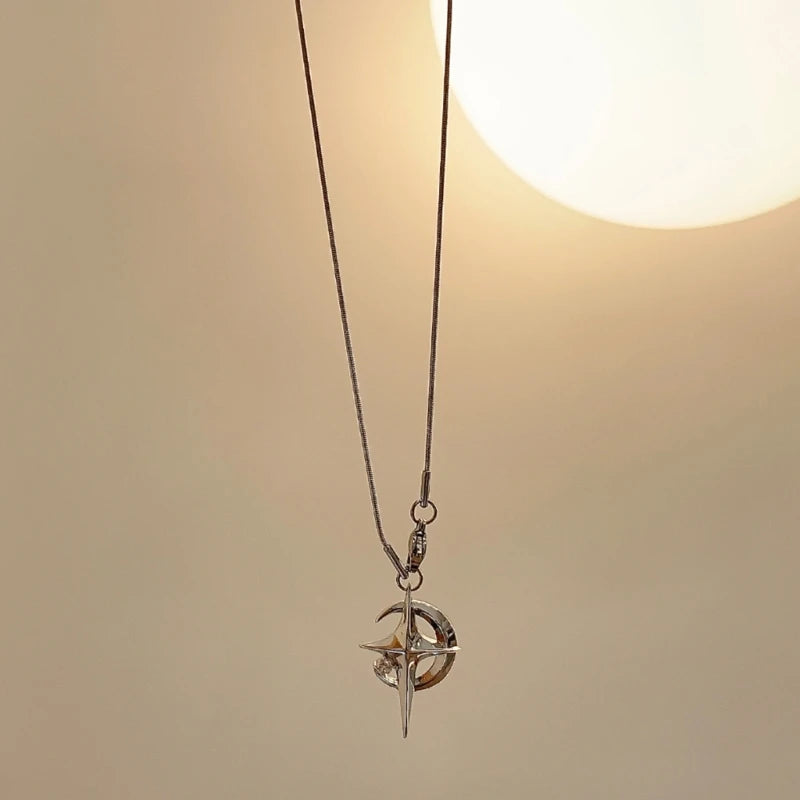 Punk Moon Star Pendant Necklace Sweet Clavicle Chain Necklace