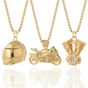 Punk Motorcycle Statement Necklace Hip Hop Sport Long Chains