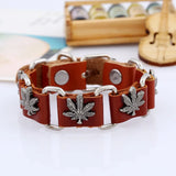 Punk Alloy Maple Leaves Star Skull Bracelet Chain Cowhide Male Bracelets
