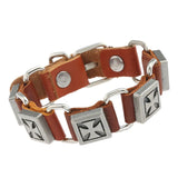 Punk Alloy Maple Leaves Star Skull Bracelet Chain Cowhide Male Bracelets