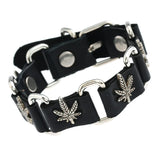 Punk Alloy Maple Leaves Star Skull Bracelet Chain Cowhide Male Bracelets