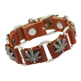 Punk Alloy Maple Leaves Star Skull Bracelet Chain Cowhide Male Bracelets