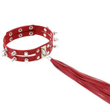 Punk Nail Rivets Tassel Choker Leather Necklace