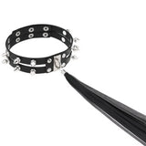 Punk Nail Rivets Tassel Choker Leather Necklace