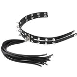 Punk Nail Rivets Tassel Choker Leather Necklace