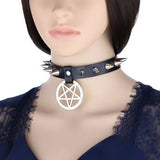 Punk Rivet Star Pendant Choker Leather Necklace