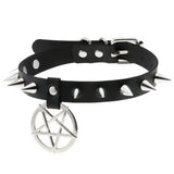 Punk Rivet Star Pendant Choker Leather Necklace