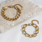 Stainless Steel Punk Necklace & Bracelet Set, Tarnish Resistant