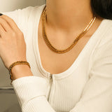 Stainless Steel Punk Necklace & Bracelet Set, Tarnish Resistant