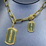 Punk Detachable Necklace Rectangle Letter Sign Collar Chain