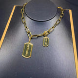 Punk Detachable Necklace Rectangle Letter Sign Collar Chain