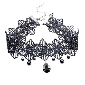 Punk Lace Beads Choker Pendant Steampunk Gothic Collar Necklace