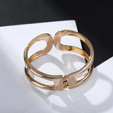 Punk Wide Wire Bracelet Hollow Charms Statement Cuff Bangle