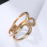 Punk Wide Wire Bracelet Hollow Charms Statement Cuff Bangle