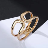 Punk Wide Wire Bracelet Hollow Charms Statement Cuff Bangle