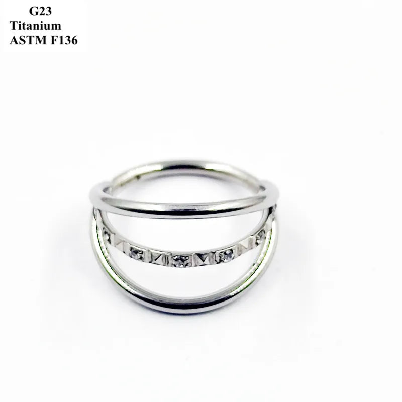 Titanium Punk Nose Ring with Zircon Piercing Jewelry