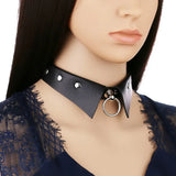 Punk O-ring Pendant Leather Choker Necklace