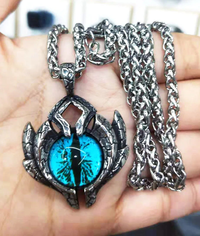 Punk Devil's Eye Pendant Necklace Titanium & Stainless Steel Drop VGN015