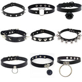 Punk PU Leather Heart Spike Rivet Choker Necklace Gothic Women Jewelry