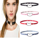 Punk PU Leather Heart Choker Necklace Goth Gothic Rock Jewelry