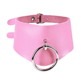 Punk PU Leather O-Ring Round Hot Sexy Sweet Pink Choker Necklaces