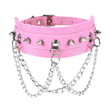Punk PU Leather O-Ring Round Hot Sexy Sweet Pink Choker Necklaces
