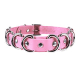 Punk PU Leather O-Ring Round Hot Sexy Sweet Pink Choker Necklaces