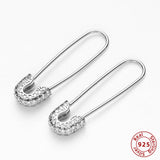Punk Paperclip Safety Pin Studs 925 Sterling Silver Earrings