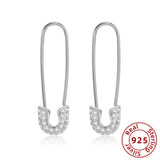 Punk Paperclip Safety Pin Studs 925 Sterling Silver Earrings