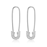 Punk Paperclip Safety Pin Studs 925 Sterling Silver Earrings