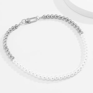 Punk Pearl Beaded Short Choker Necklace Men
