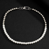 Punk Pearl Beaded Short Choker Necklace Men