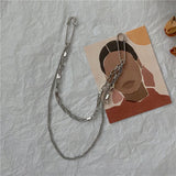 Punk Pendant Double Pin Clip Brooch Street Metal Chest Chain