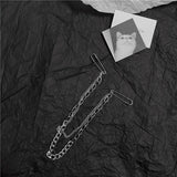 Punk Pendant Double Pin Clip Chain Brooch Japan Korea For Men Women