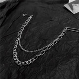 Punk Pendant Double Pin Clip Chain Brooch Japan Korea For Men Women