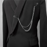 Punk Pendant Double Pin Clip Chain Brooch Japan Korea For Men Women