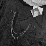 Punk Pendant Double Pin Clip Chain Brooch Japan Korea For Men Women