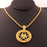 Punk Pendant Necklaces Pentagram Shape Charms Stainless Steel Chain