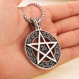 Punk Pendant Necklaces Pentagram Shape Charms Stainless Steel Chain